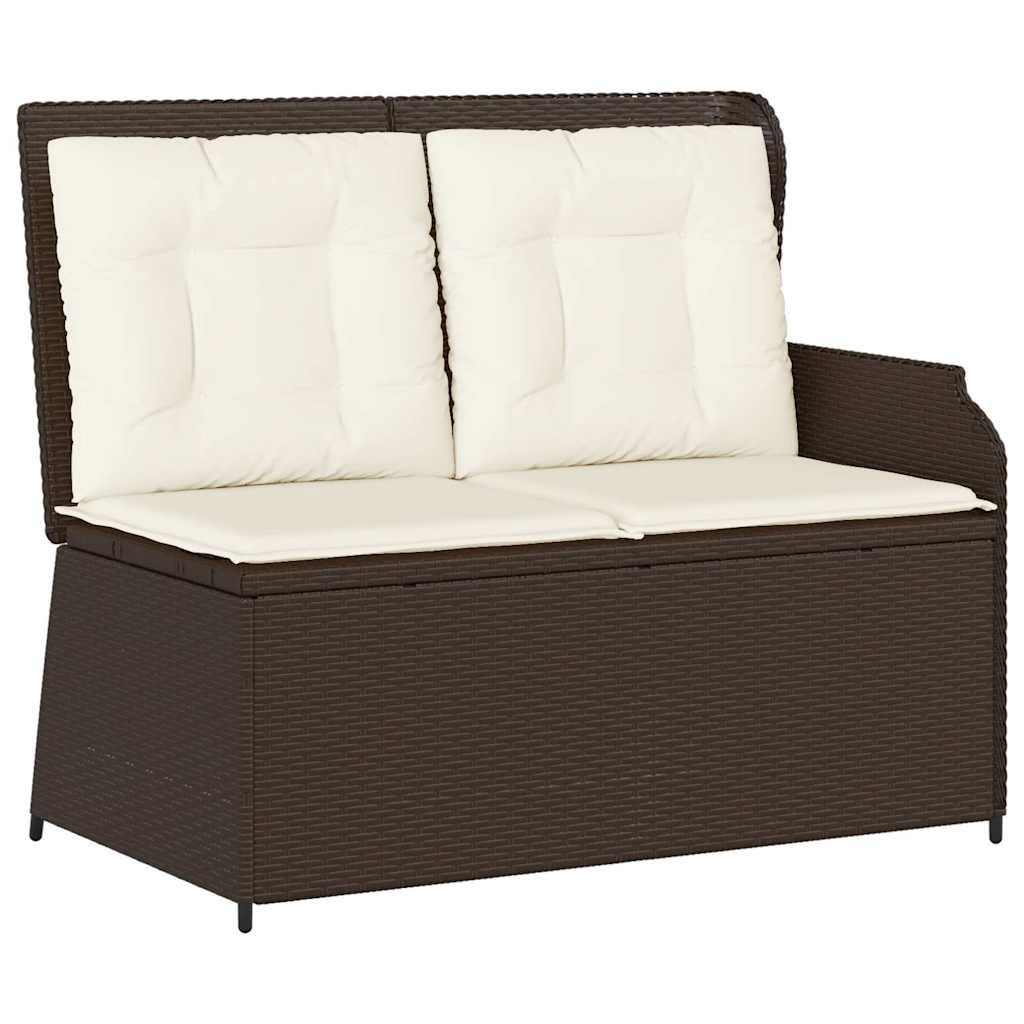 Panca Reclinabile da Giardino con Cuscini Marrone in Polyrattan | homemem39