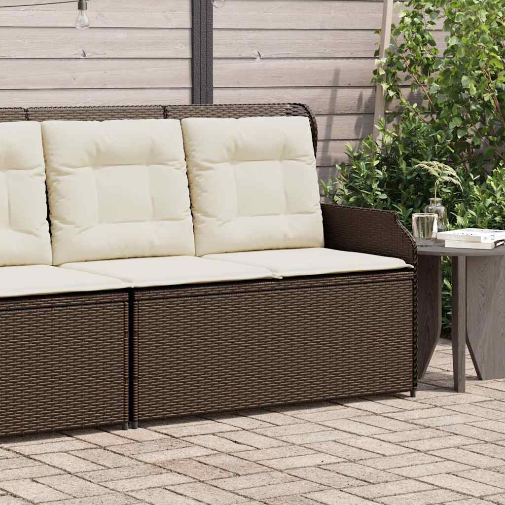 Panca Reclinabile da Giardino con Cuscini Marrone in Polyrattan | homemem39