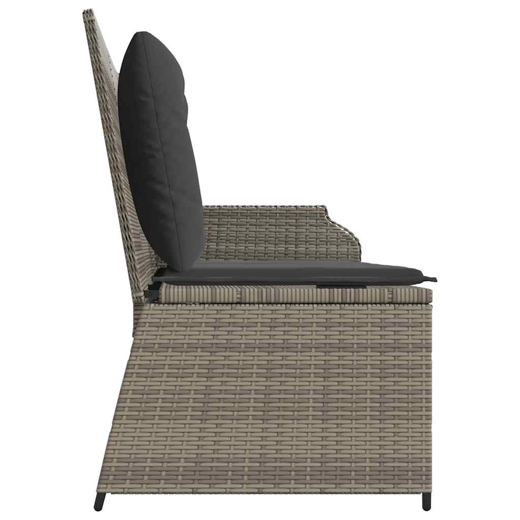 Panca Reclinabile da Giardino con Cuscini Grigia in Polyrattan | homemem39