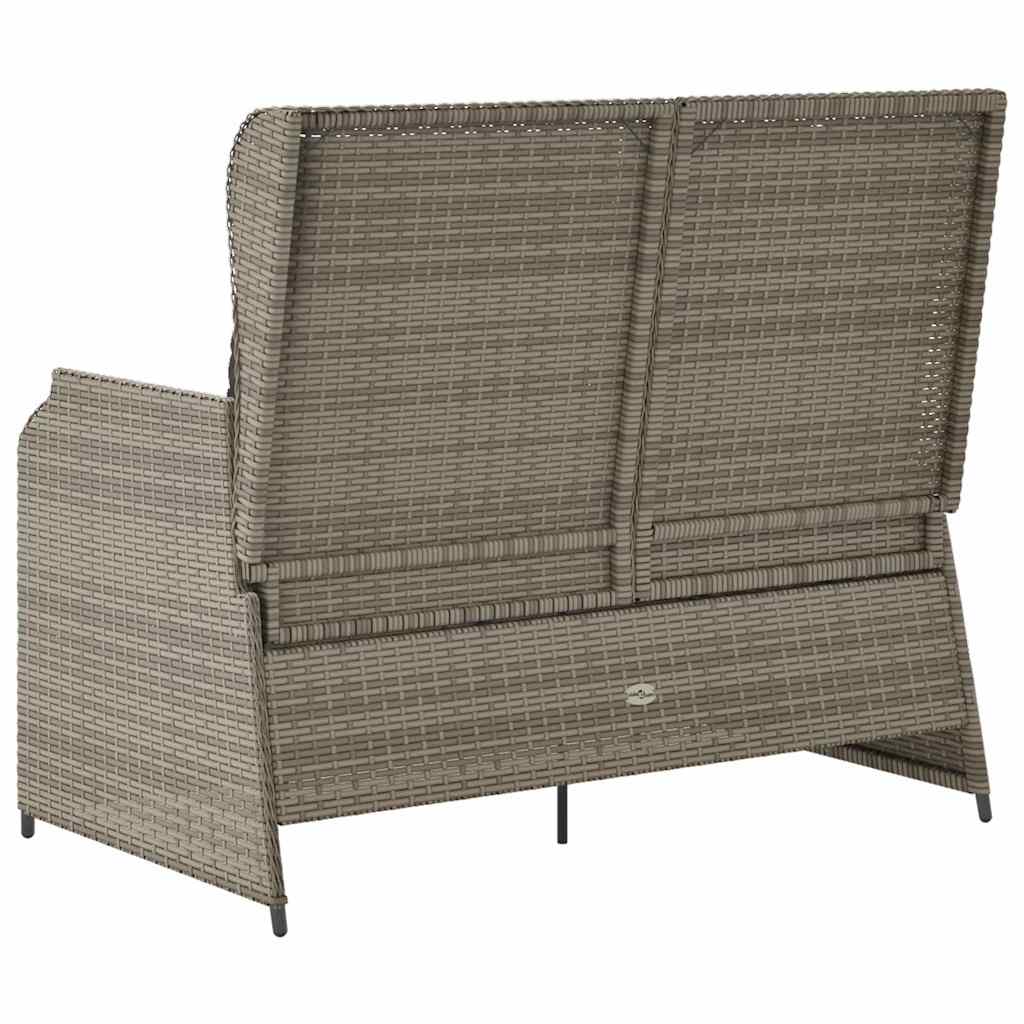 Panca Reclinabile da Giardino con Cuscini Grigia in Polyrattan | homemem39