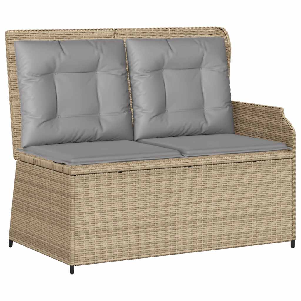 Panca Reclinabile da Giardino con Cuscini Beige in Polyrattan | homemem39