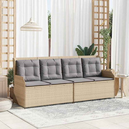 Panca Reclinabile da Giardino con Cuscini Beige in Polyrattan | homemem39