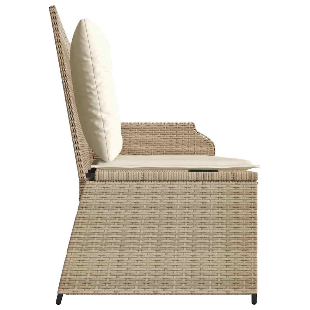 Panca Reclinabile da Giardino con Cuscini Beige in Polyrattan | homemem39