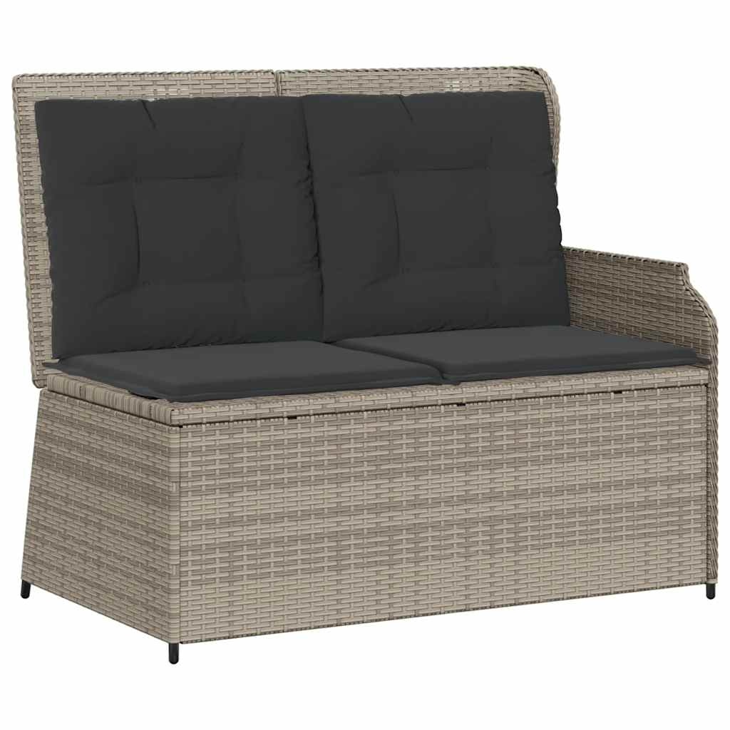 Panca Reclinabile Giardino con Cuscini Grigio Chiaro Polyrattan | homemem39