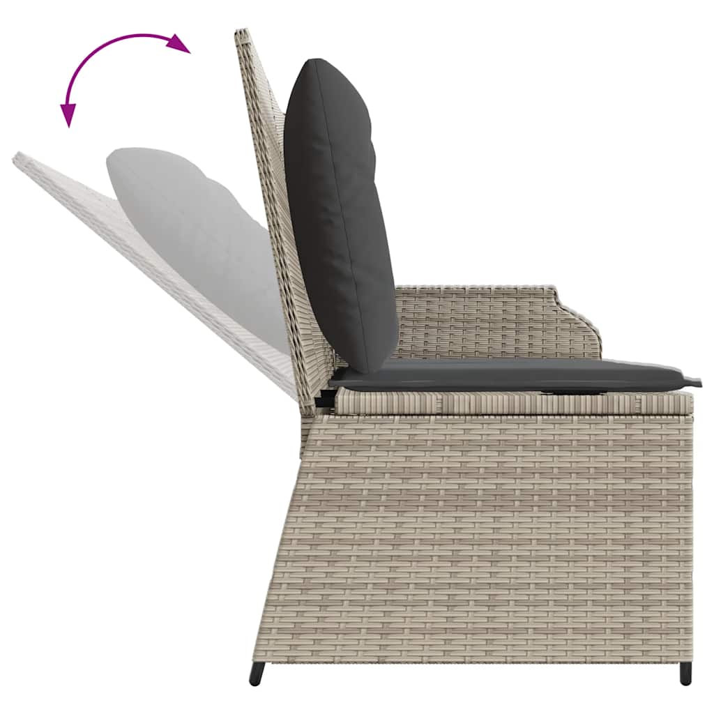 Panca Reclinabile Giardino con Cuscini Grigio Chiaro Polyrattan | homemem39