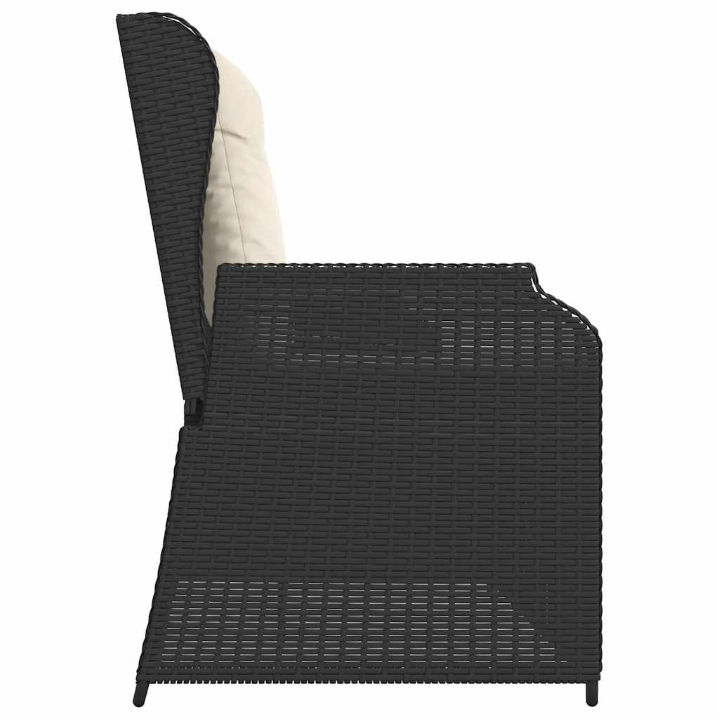 Panca Reclinabile da Giardino con Cuscini Nera in Polyrattan | homemem39