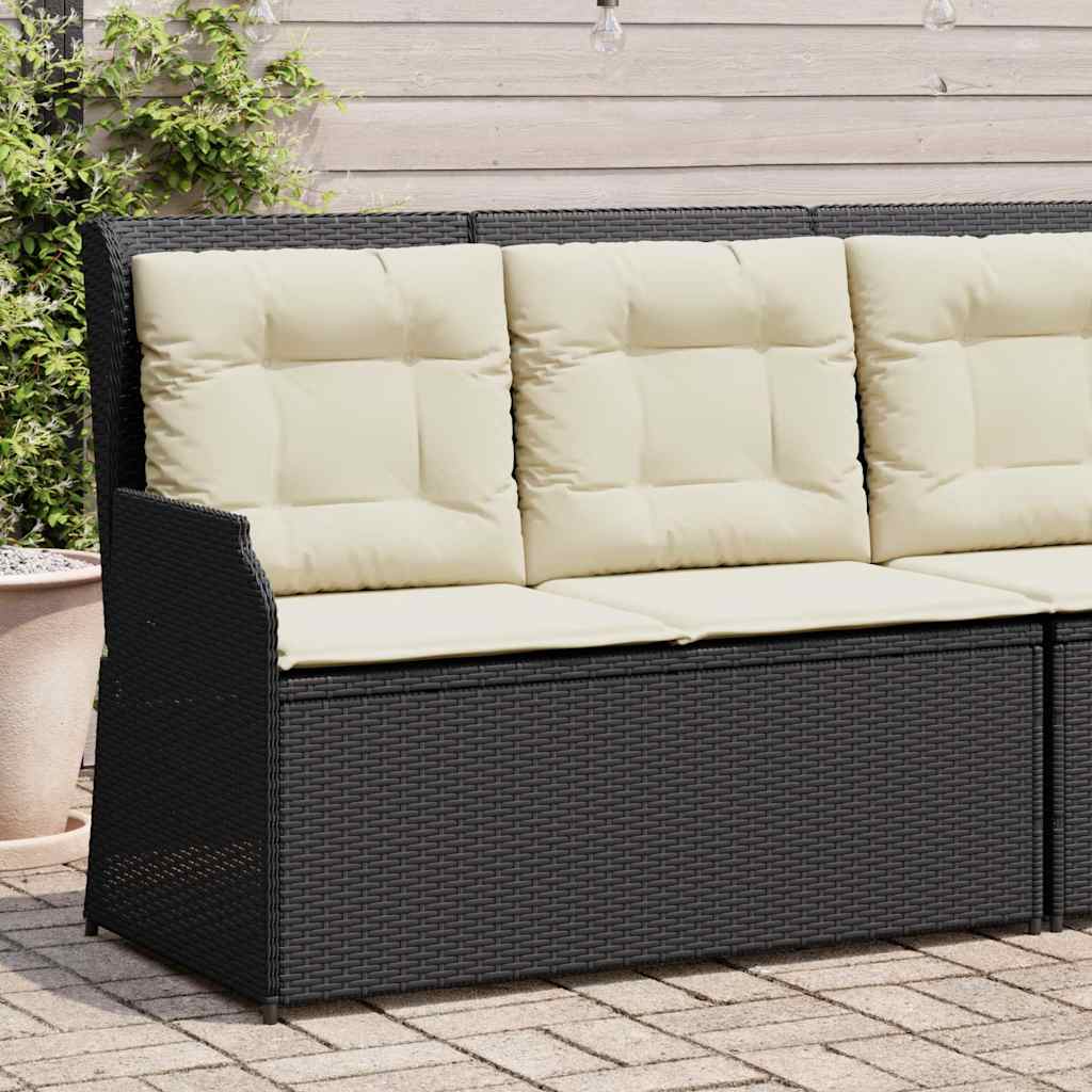 Panca Reclinabile da Giardino con Cuscini Nera in Polyrattan | homemem39
