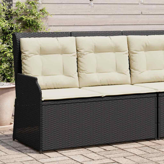 Panca Reclinabile da Giardino con Cuscini Nera in Polyrattan | homemem39