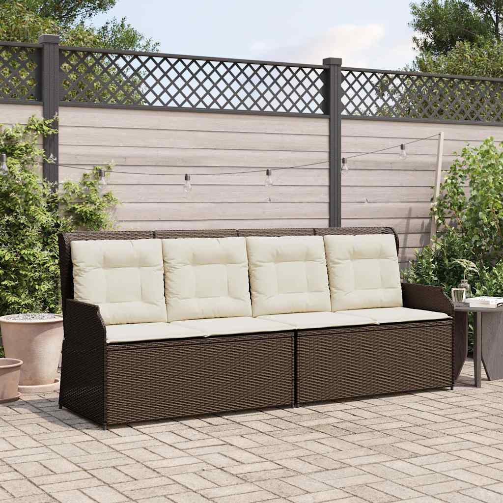 Panca Reclinabile da Giardino con Cuscini Marrone in Polyrattan | homemem39