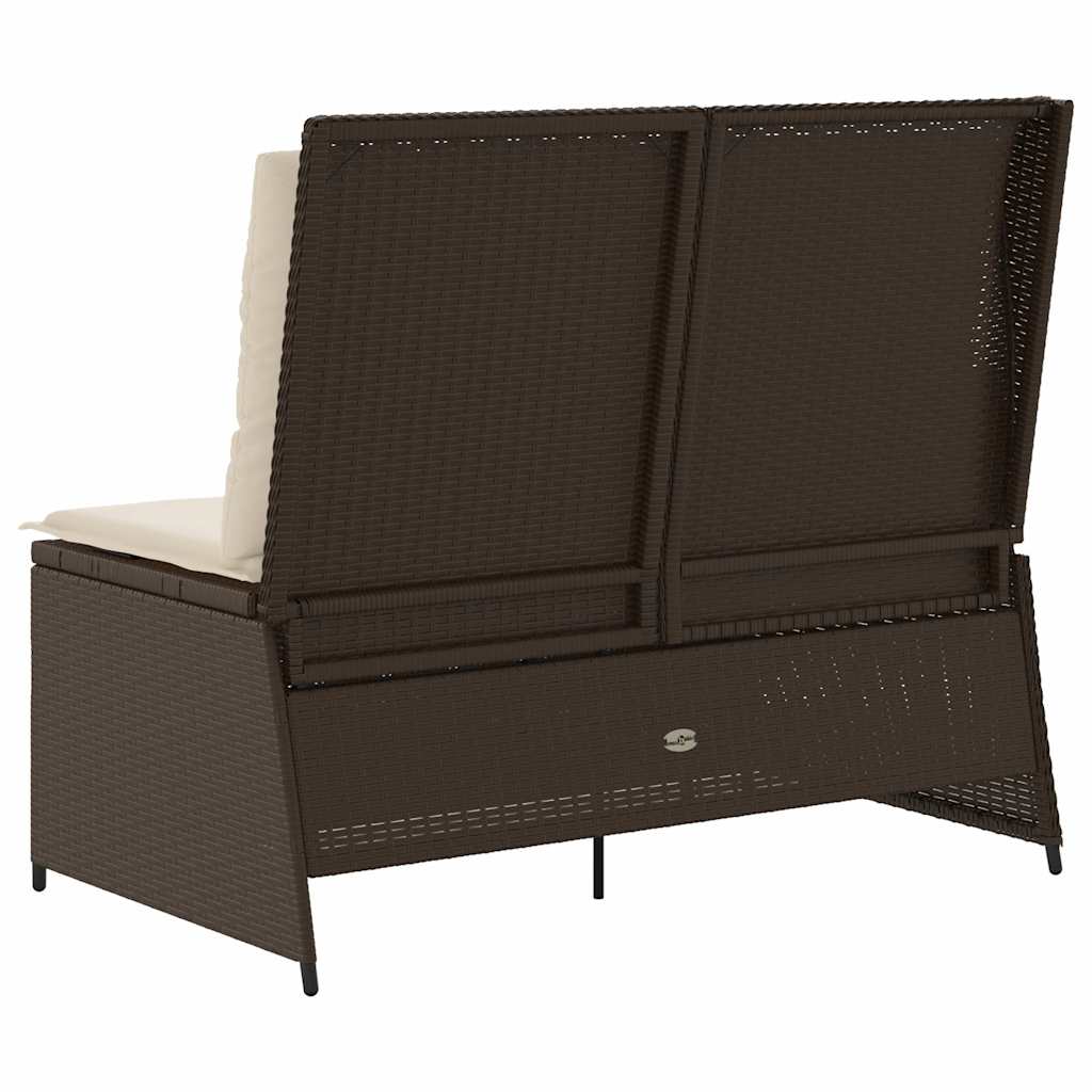 Panca Reclinabile da Giardino con Cuscini Marrone in Polyrattan | homemem39
