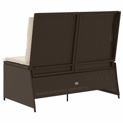 Panca Reclinabile da Giardino con Cuscini Marrone in Polyrattan | homemem39