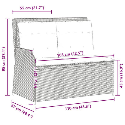 Panca Reclinabile da Giardino con Cuscini Marrone in Polyrattan | homemem39