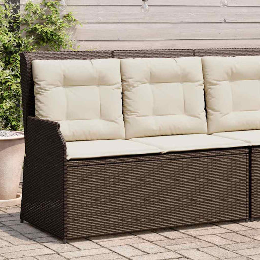 Panca Reclinabile da Giardino con Cuscini Marrone in Polyrattan | homemem39