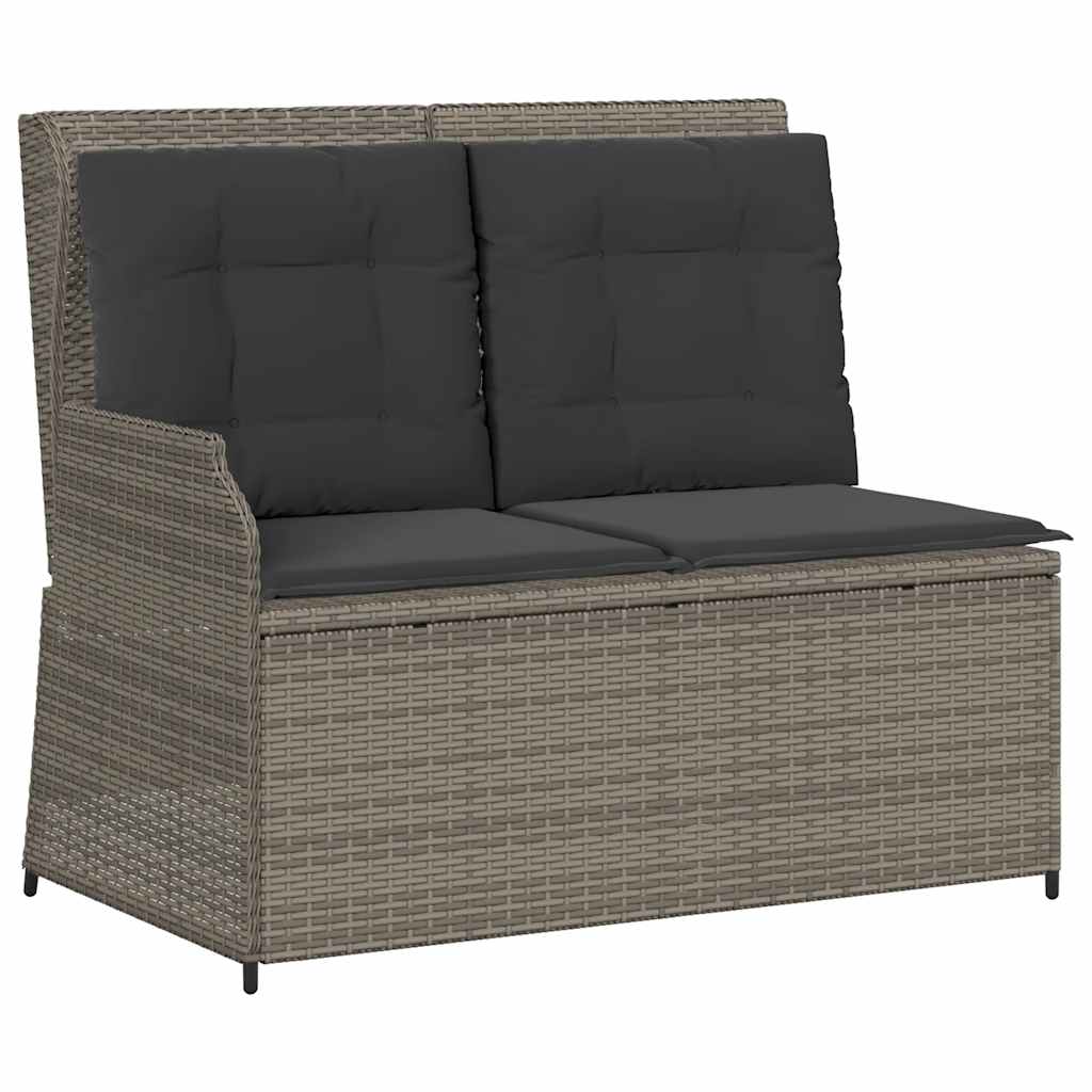 Panca Reclinabile da Giardino con Cuscini Grigia in Polyrattan | homemem39
