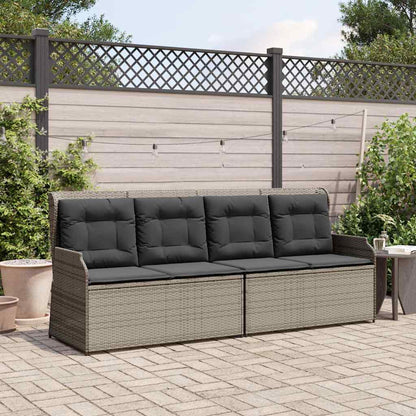 Panca Reclinabile da Giardino con Cuscini Grigia in Polyrattan | homemem39