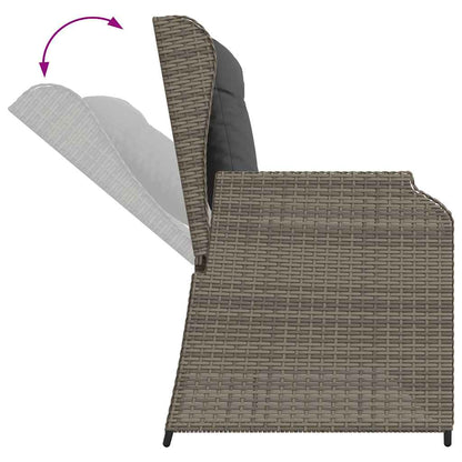 Panca Reclinabile da Giardino con Cuscini Grigia in Polyrattan | homemem39