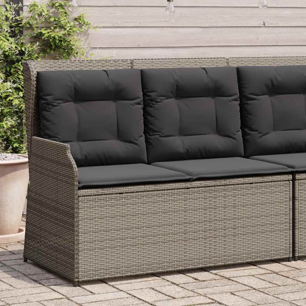 Panca Reclinabile da Giardino con Cuscini Grigia in Polyrattan | homemem39