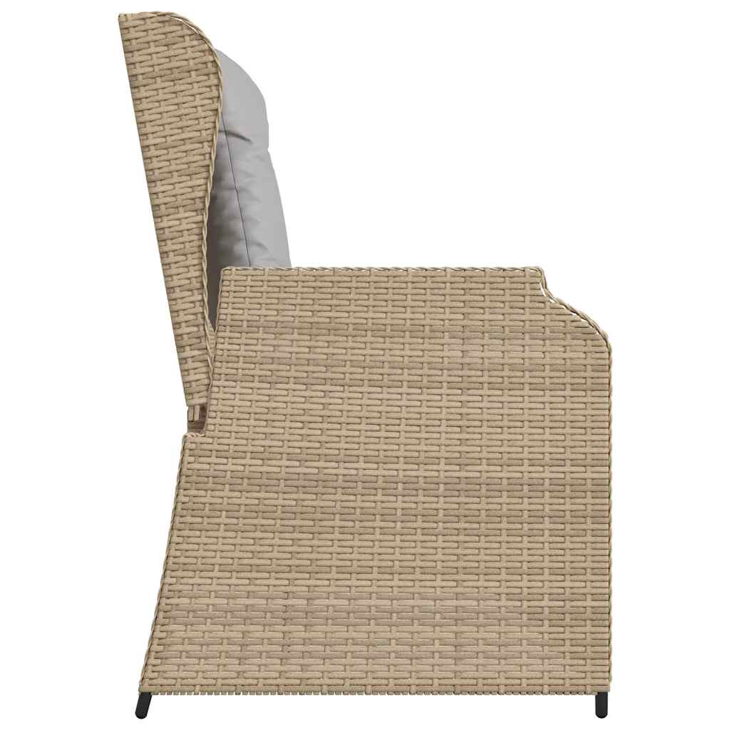 Panca Reclinabile da Giardino con Cuscini Beige in Polyrattan | homemem39