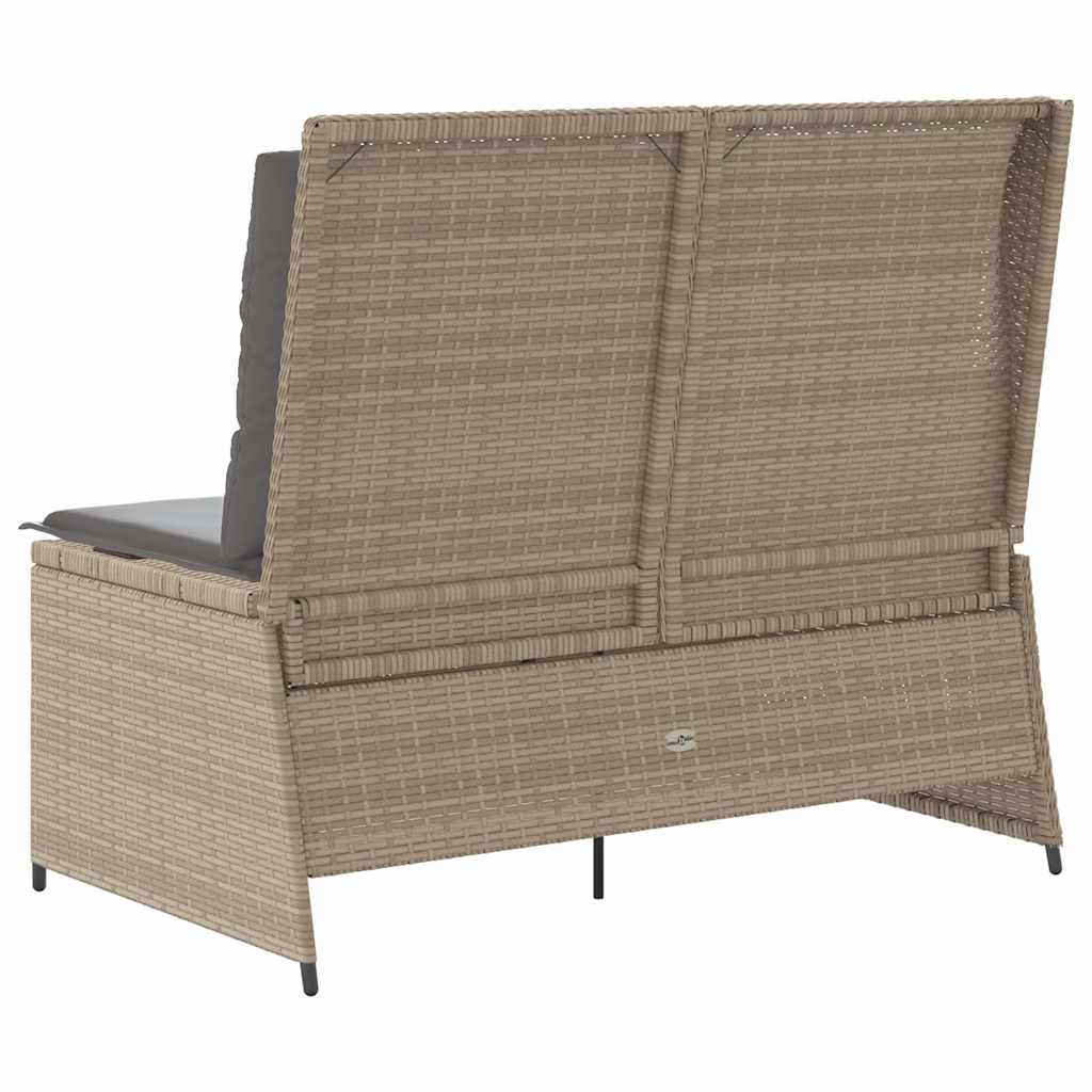 Panca Reclinabile da Giardino con Cuscini Beige in Polyrattan | homemem39