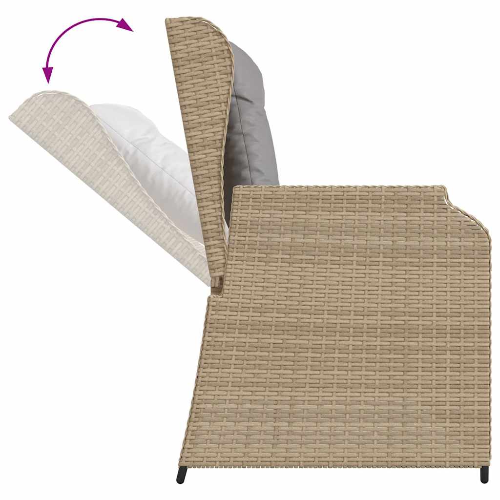 Panca Reclinabile da Giardino con Cuscini Beige in Polyrattan | homemem39