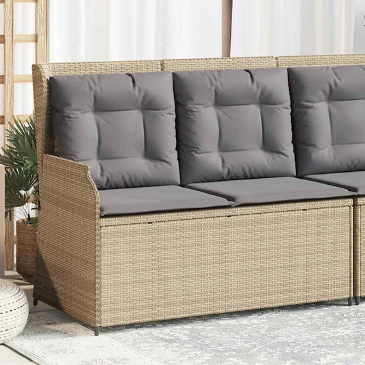 Panca Reclinabile da Giardino con Cuscini Beige in Polyrattan | homemem39