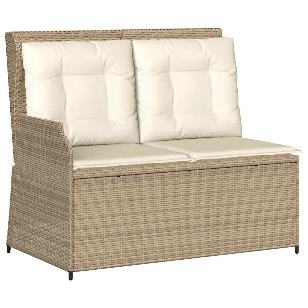 Panca Reclinabile da Giardino con Cuscini Beige in Polyrattan | homemem39