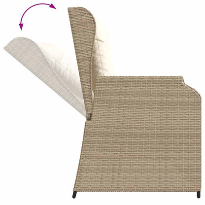 Panca Reclinabile da Giardino con Cuscini Beige in Polyrattan | homemem39