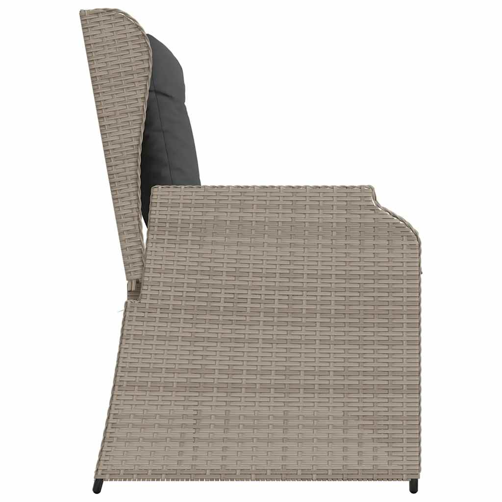 Panca Reclinabile Giardino con Cuscini Grigio Chiaro Polyrattan | homemem39