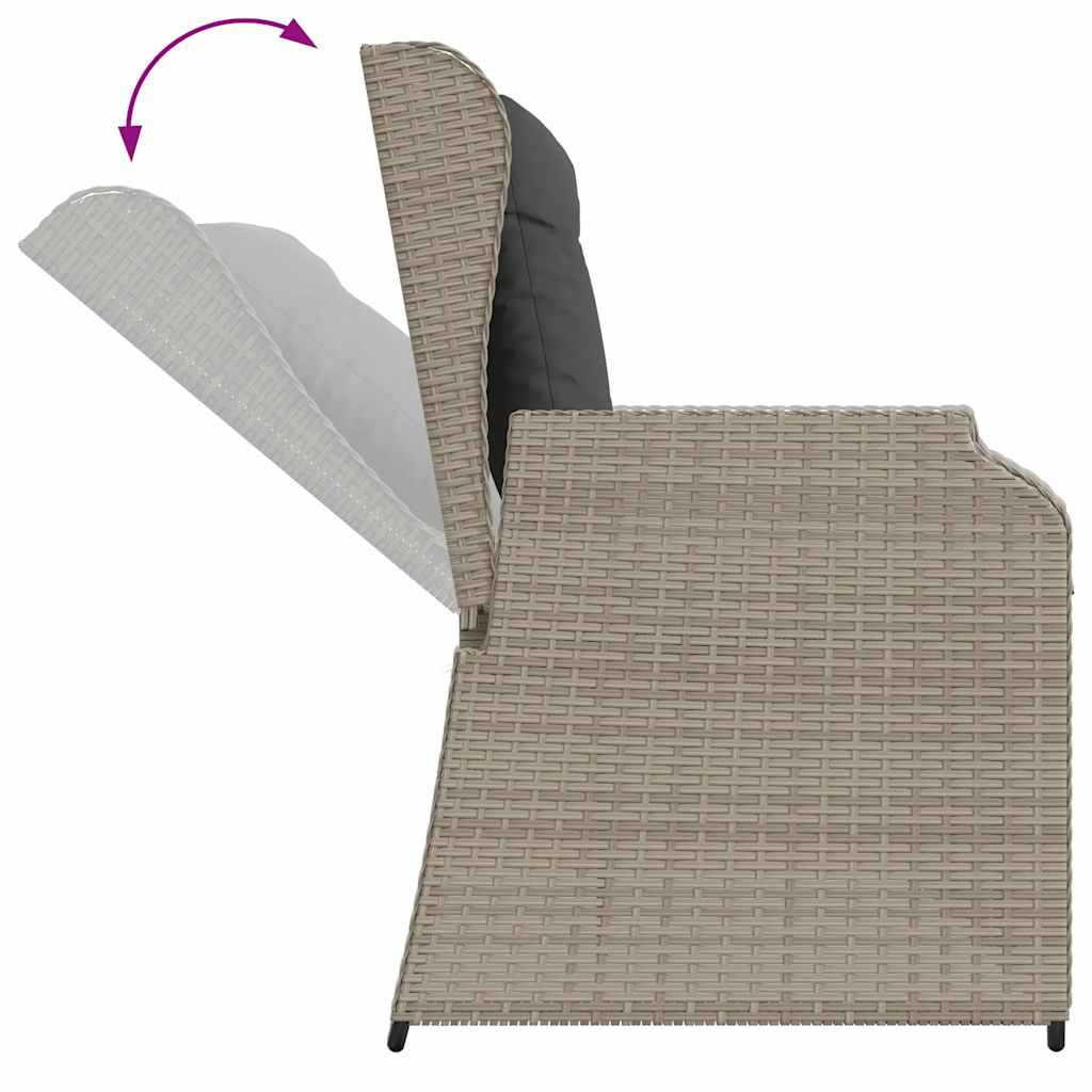 Panca Reclinabile Giardino con Cuscini Grigio Chiaro Polyrattan | homemem39