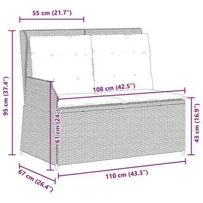 Panca Reclinabile Giardino con Cuscini Grigio Chiaro Polyrattan | homemem39
