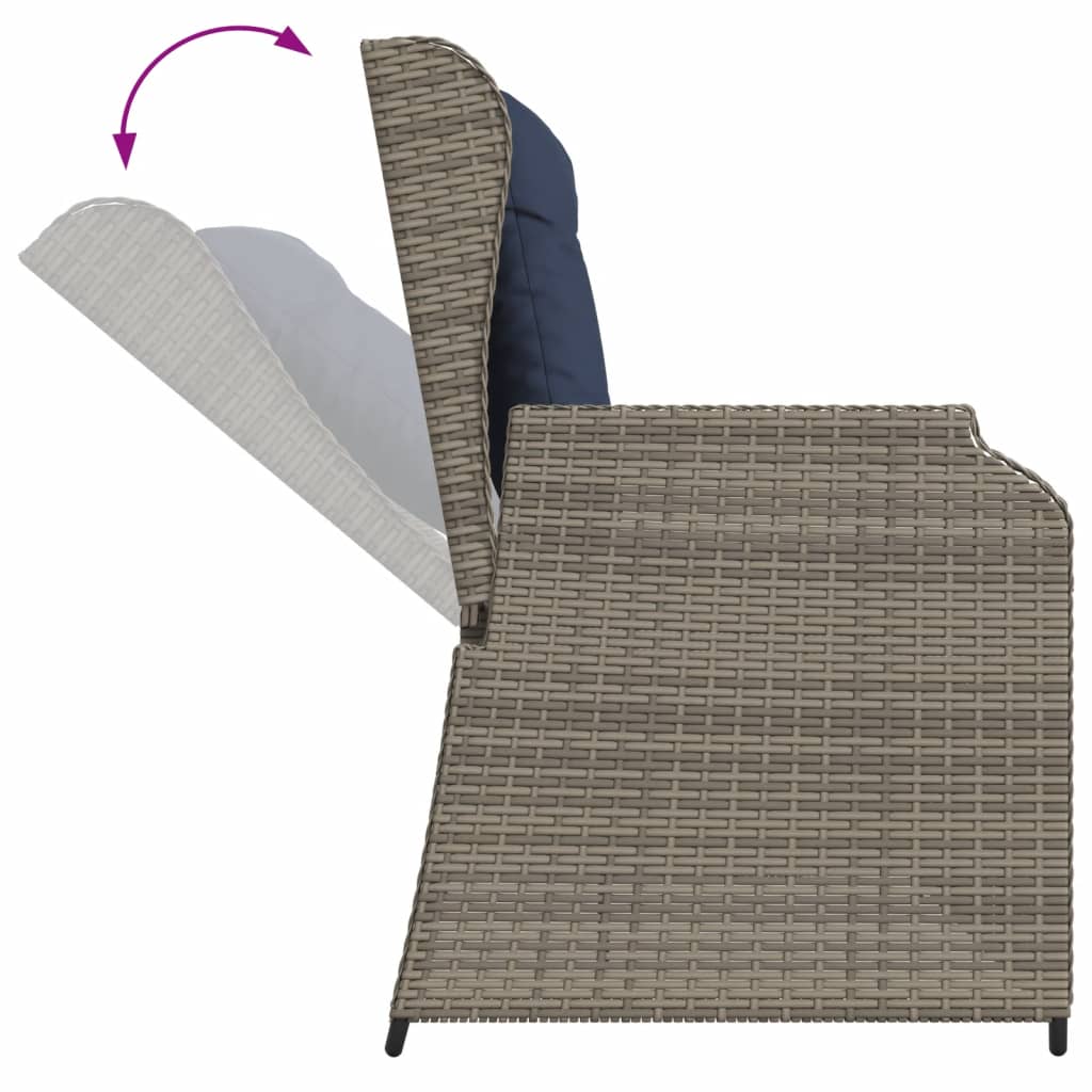 Panchina da giardino reclinabile con Cuscini in Polyrattan Grigio | homemem39