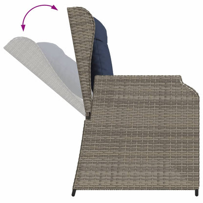 Panchina da giardino reclinabile con Cuscini in Polyrattan Grigio | homemem39