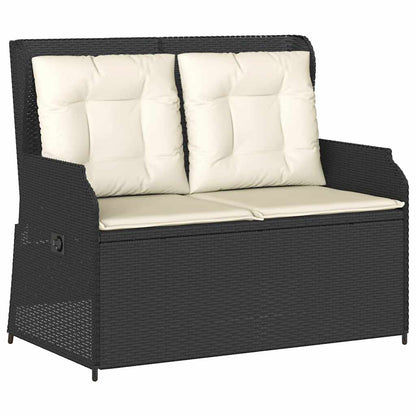 Panca Reclinabile da Giardino con Cuscini Nera in Polyrattan | homemem39