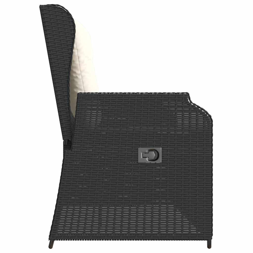 Panca Reclinabile da Giardino con Cuscini Nera in Polyrattan | homemem39