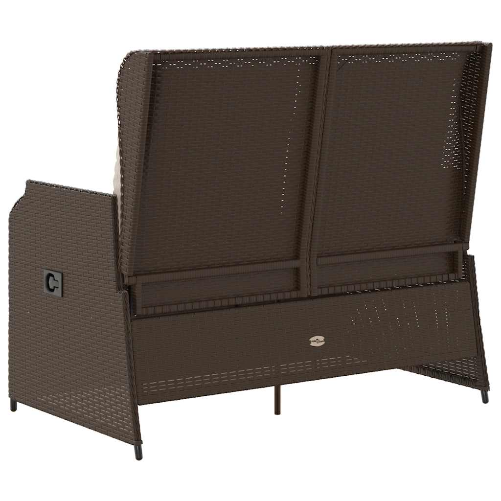 Panca Reclinabile da Giardino con Cuscini Marrone in Polyrattan | homemem39