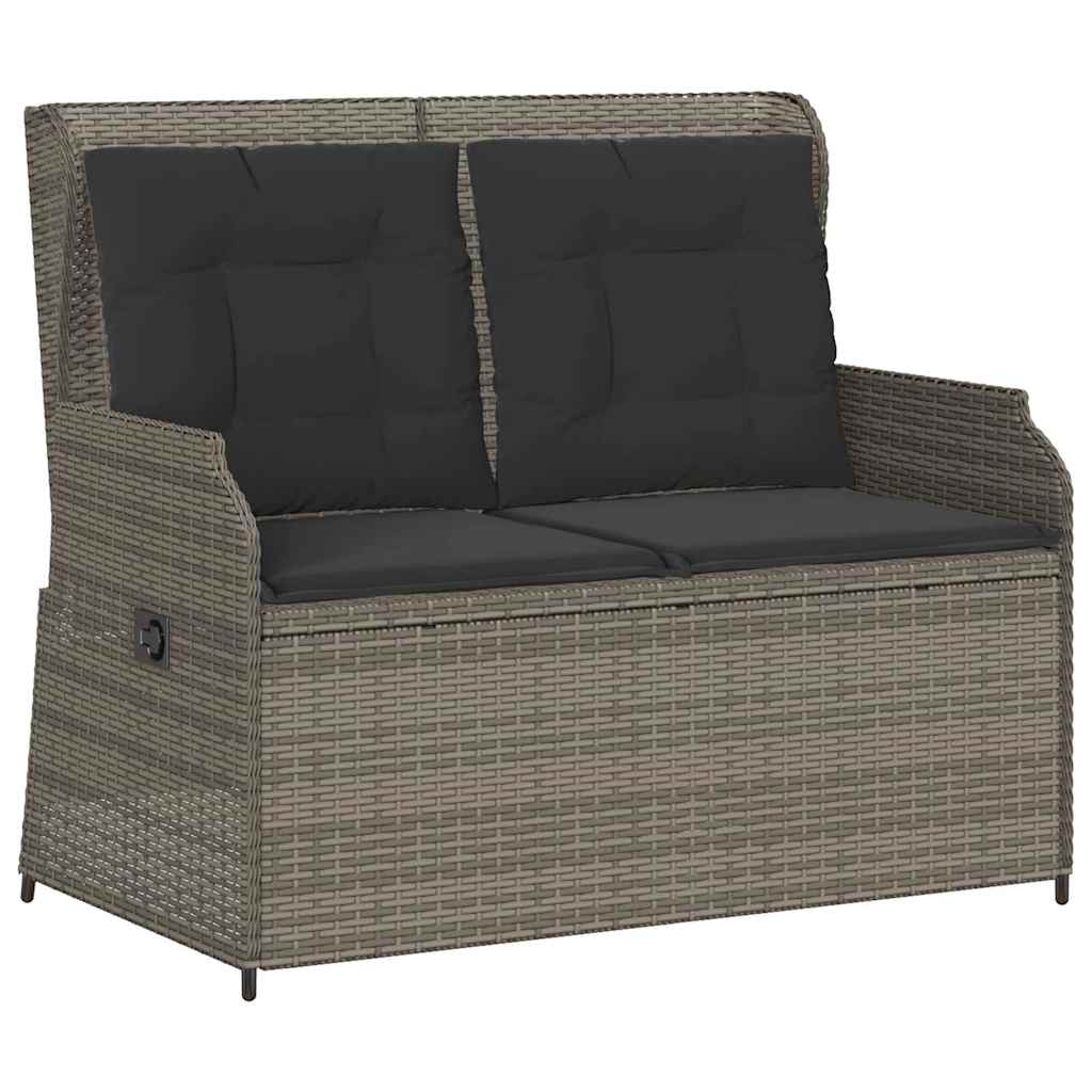 Panca Reclinabile da Giardino con Cuscini Grigia in Polyrattan | homemem39