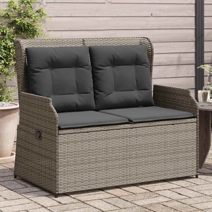 Panca Reclinabile da Giardino con Cuscini Grigia in Polyrattan | homemem39
