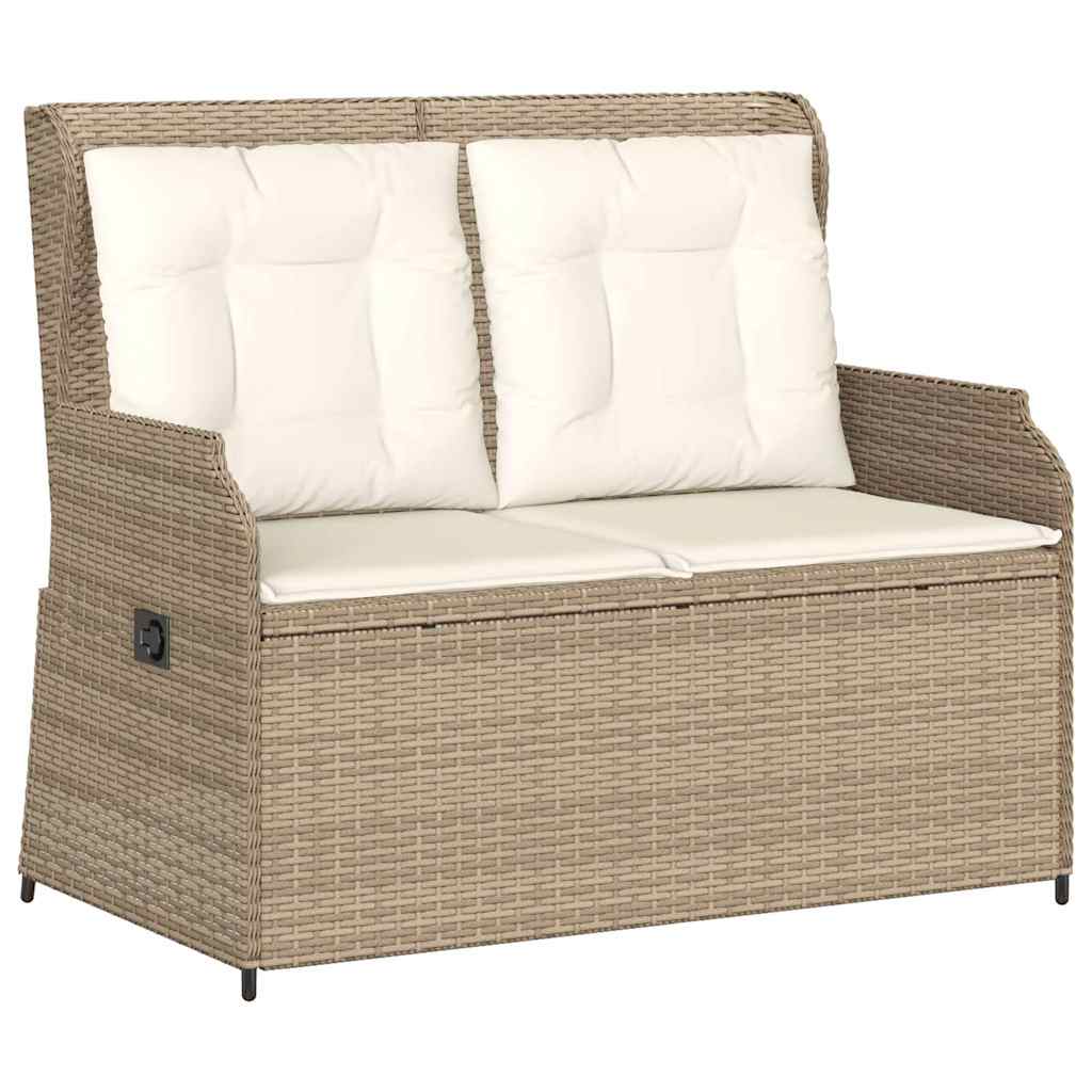 Panca Reclinabile da Giardino con Cuscini Beige in Polyrattan | homemem39