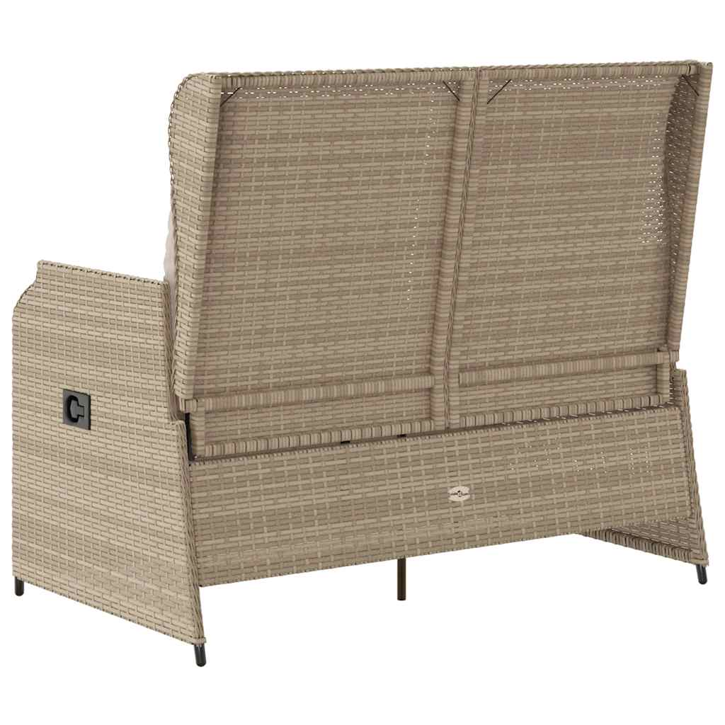 Panca Reclinabile da Giardino con Cuscini Beige in Polyrattan | homemem39