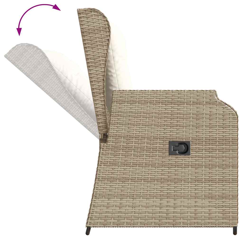 Panca Reclinabile da Giardino con Cuscini Beige in Polyrattan | homemem39