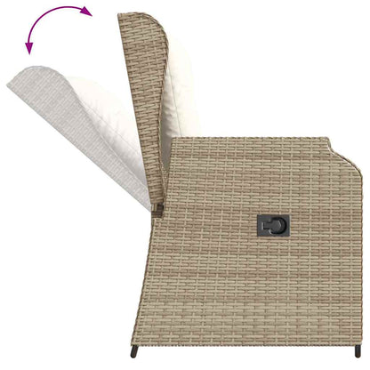 Panca Reclinabile da Giardino con Cuscini Beige in Polyrattan | homemem39