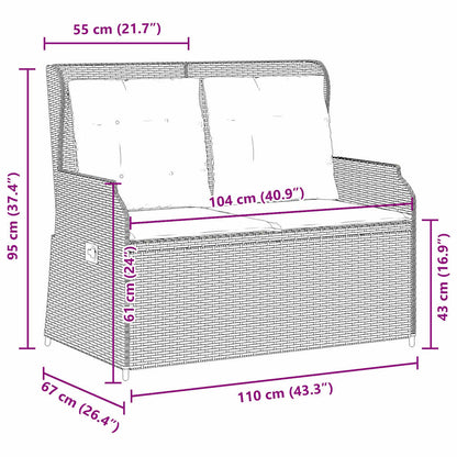 Panca Reclinabile Giardino con Cuscini Grigio Chiaro Polyrattan | homemem39