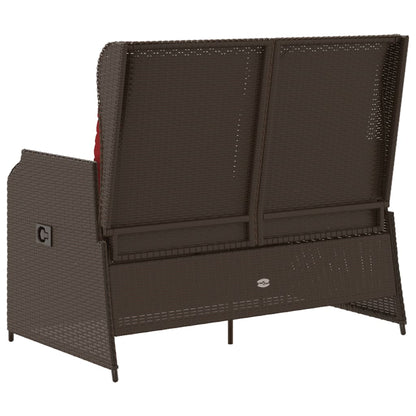 Panchina da giardino reclinabile con Cuscini in Polyrattan Marrone | homemem39