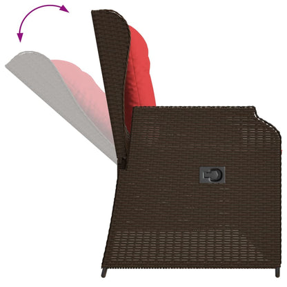 Panchina da giardino reclinabile con Cuscini in Polyrattan Marrone | homemem39