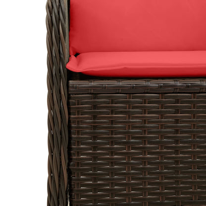 Panchina da giardino reclinabile con Cuscini in Polyrattan Marrone | homemem39