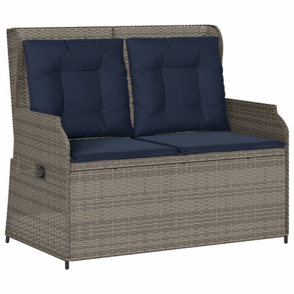 Panchina da giardino reclinabile con Cuscini in Polyrattan Grigio | homemem39