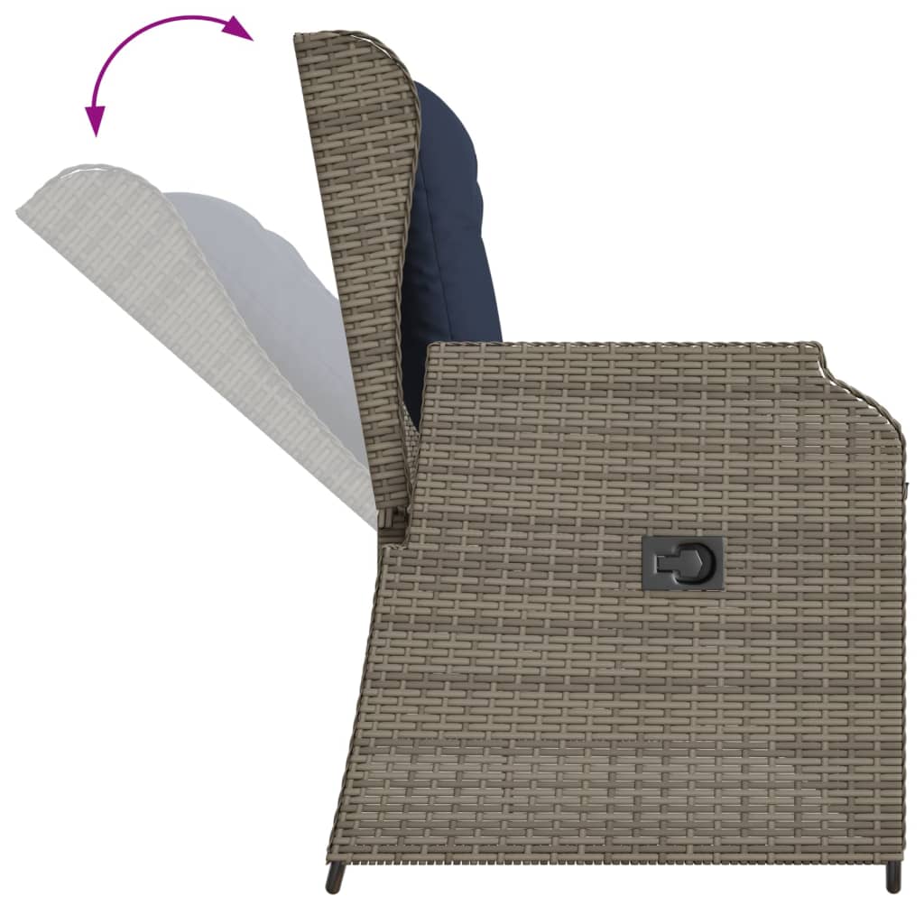 Panchina da giardino reclinabile con Cuscini in Polyrattan Grigio | homemem39