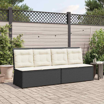 Panca Reclinabile da Giardino con Cuscini Nera in Polyrattan | homemem39