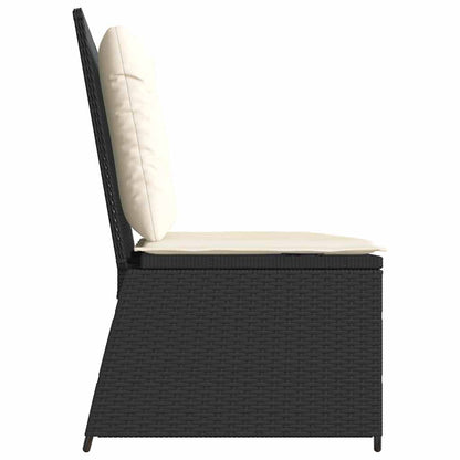 Panca Reclinabile da Giardino con Cuscini Nera in Polyrattan | homemem39