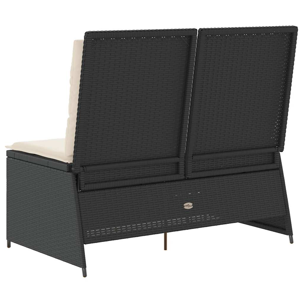 Panca Reclinabile da Giardino con Cuscini Nera in Polyrattan | homemem39